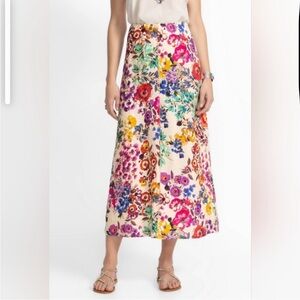 NWT Johnny Was Floral Linen Midi Skirt Evalon new colorful